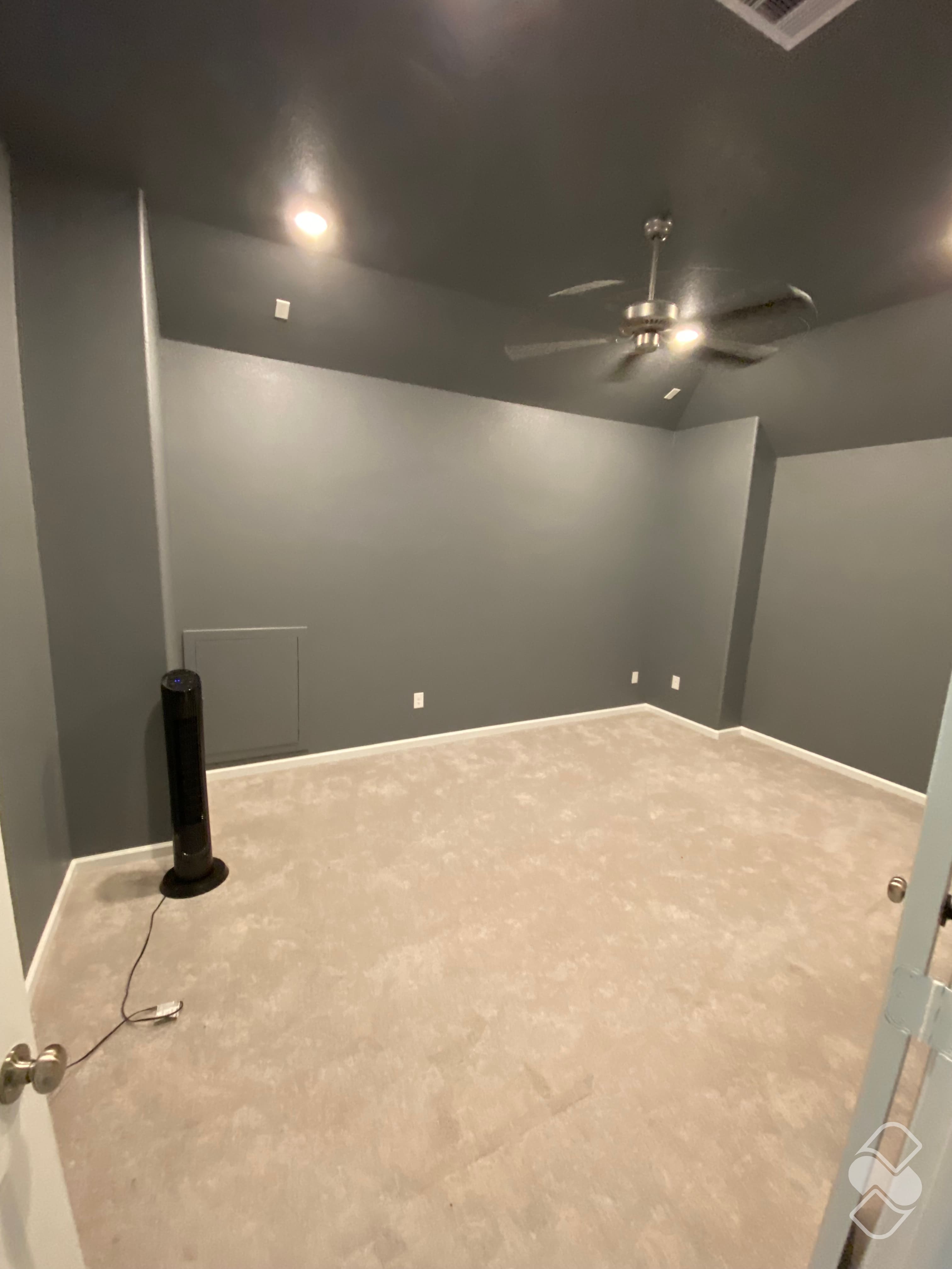 Zubin’s game room, from builder white to deep gray